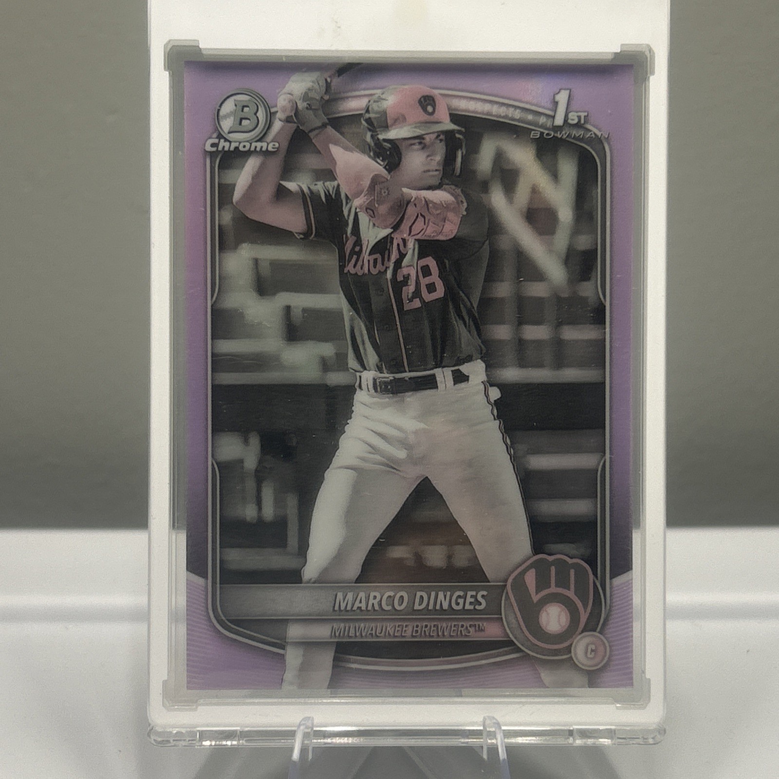 2025 Bowman Chrome Baseball #BCP-183 Marco Dinges Pearl Refractor rc Brewers
