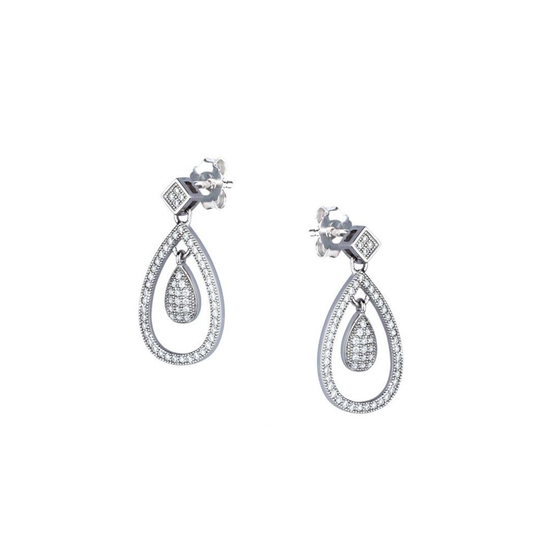 Sterling Silver Jewelco London CZ Pear in a Pear Drop Earrings