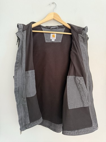 Chaleco con Capucha Forrado de Vellón Carhartt De Colección en Dos Tonos Gris y Negro Para Hombres 2XL Alto - Imagen 5 de 13