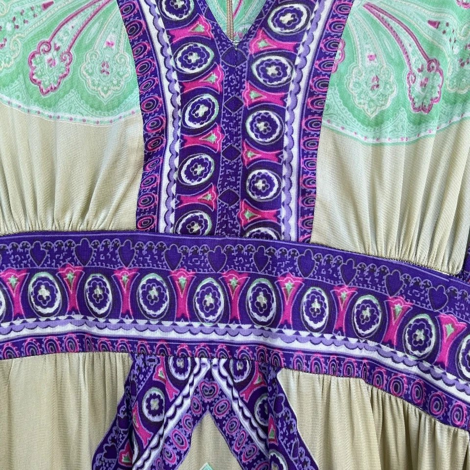 Maxi Vestido De Colección Georgie Keyloun Caftán Mod Phychdelic Colorido Muumuu Bata Foto 3 de 4