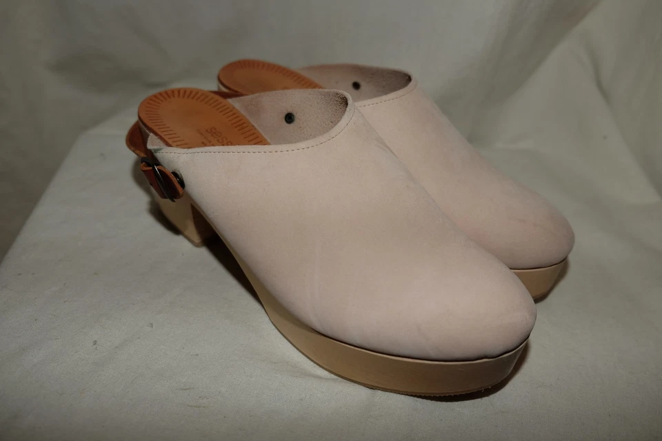 SESSÙN handgearbeitete Veloursleder Clogs mit Holzsohle EUR 41 beige - Bild 4 von 4