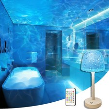 Cordless Waterproof Shower Lamp Rechargeable 16 Color Ocean Wave Projector