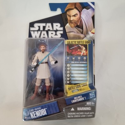 STAR WARS The Clone Wars OBI-WAN KENOBI CW40 + Battle Game Card Hasbro MOC