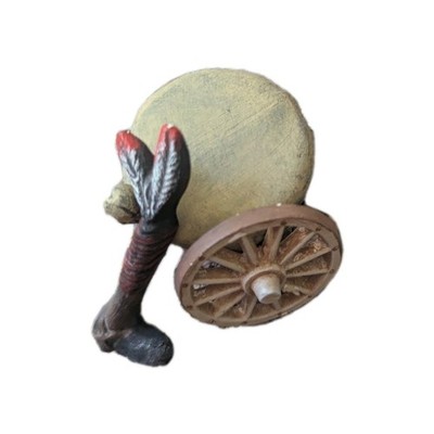 Native American Drum with Stick Tomahock And Wagon Wheel Minatures Ceramic Set
