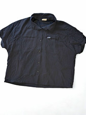 Columbia Men's XL Black Solid Woven Short Sleeve Button-Up Shirt