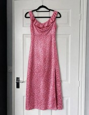 New Look Pink Satin Midi Dress Size 16 New With Tags