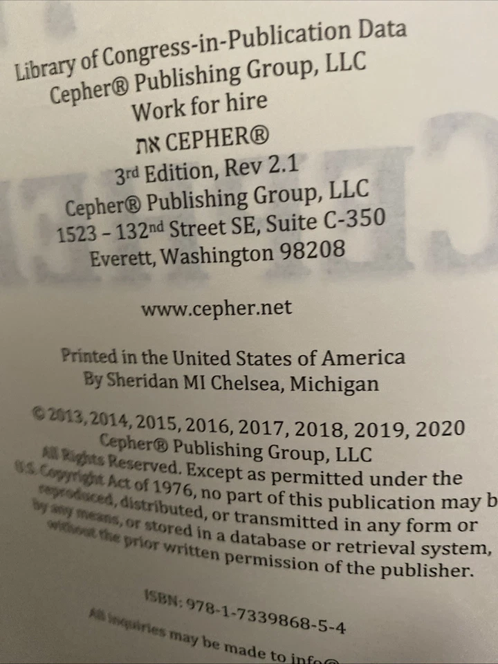 Cepher 3rd Edition 2020 Revision 2.1 New Hard Cover - Image 3 of 4