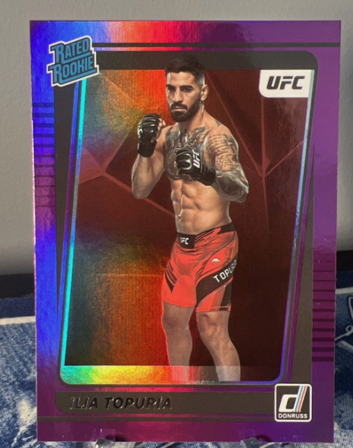 2022 Panini Donruss UFC Ilia Topuria Purple Flood Rated Rookie RC
