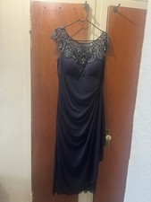 Xscape 16W Black/Silver Lace Sheath Dress Knee Length Scoop Neck Cap Sleeve