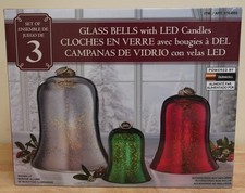 3 Glass Christmas Bells Battery LED Candle Costco