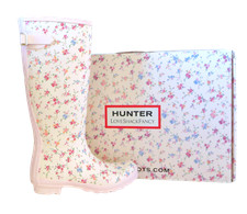 New NIB LoveShackFancy Hunter Original Tall Sunrise Patchwork Floral Rain Boots