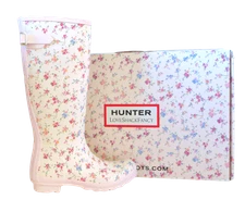 New NIB LoveShackFancy Hunter Original Tall Sunrise Patchwork Floral Rain Boots