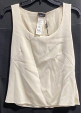 Camicetta canotta smanicata donna Akris panna seta gelso nuova con etichetta taglia 6