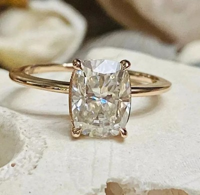 3Ct Cushion Cut IGI Certified Lab Grown Diamond Solitaire Ring 14k Yellow Gold