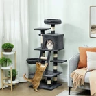 49 Inch Cat Tree for Indoor Cats with Cat Condo, Hammock, Bed, Light Grey