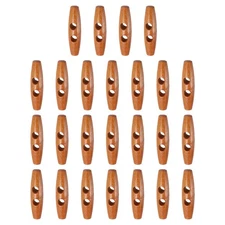 25pcs Wooden Toggle Buttons 55mm Double Hole Olive Sewing Button, Medium Brown