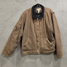 Duluth Trading Company Jacket Mens 2XL Brown Duck Canvas Collar Field Work