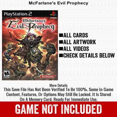 McFarlane s Evil Prophecy 100% PS2 Memory Card All CHEATS ITEMS