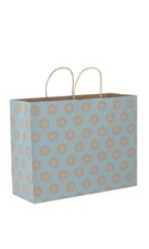 SSWBasics Large - Blue Snowflake Paper Shopping Bags - Case of 100