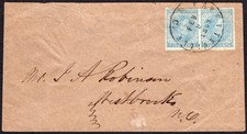 CSA #7-R Local (thick paper) Horiz Pair tied by Fayetteville NC CDS FEB 9, 1863