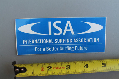 ISA Internatinoal Surfing Association Blue White Surf V72B Vintage Surf STICKER
