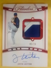2024 Panini Flawless Jack Leiter Ruby 3 COLOR Rookie Jersey Patch Auto RPA #5/20