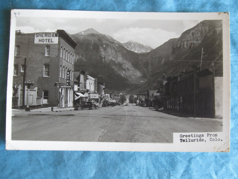 1950 Telluride Colo Real Photo Postcard Posted Sheridan Hotel-Mining Town