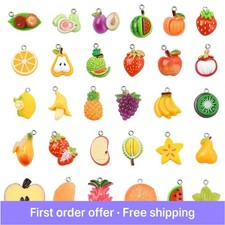 58pcs 3D Resin Fruit Pendants Dangle Charms for DIY Jewelry Making