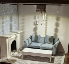 Dolls House crystal Battery operated chandelier Light 1.6 Scale Hand Made UK