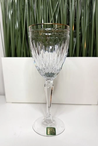 Marquis by Waterford Crystal Wine Glass Handcut Slovenia Gold Rim – 7.5” Vintage