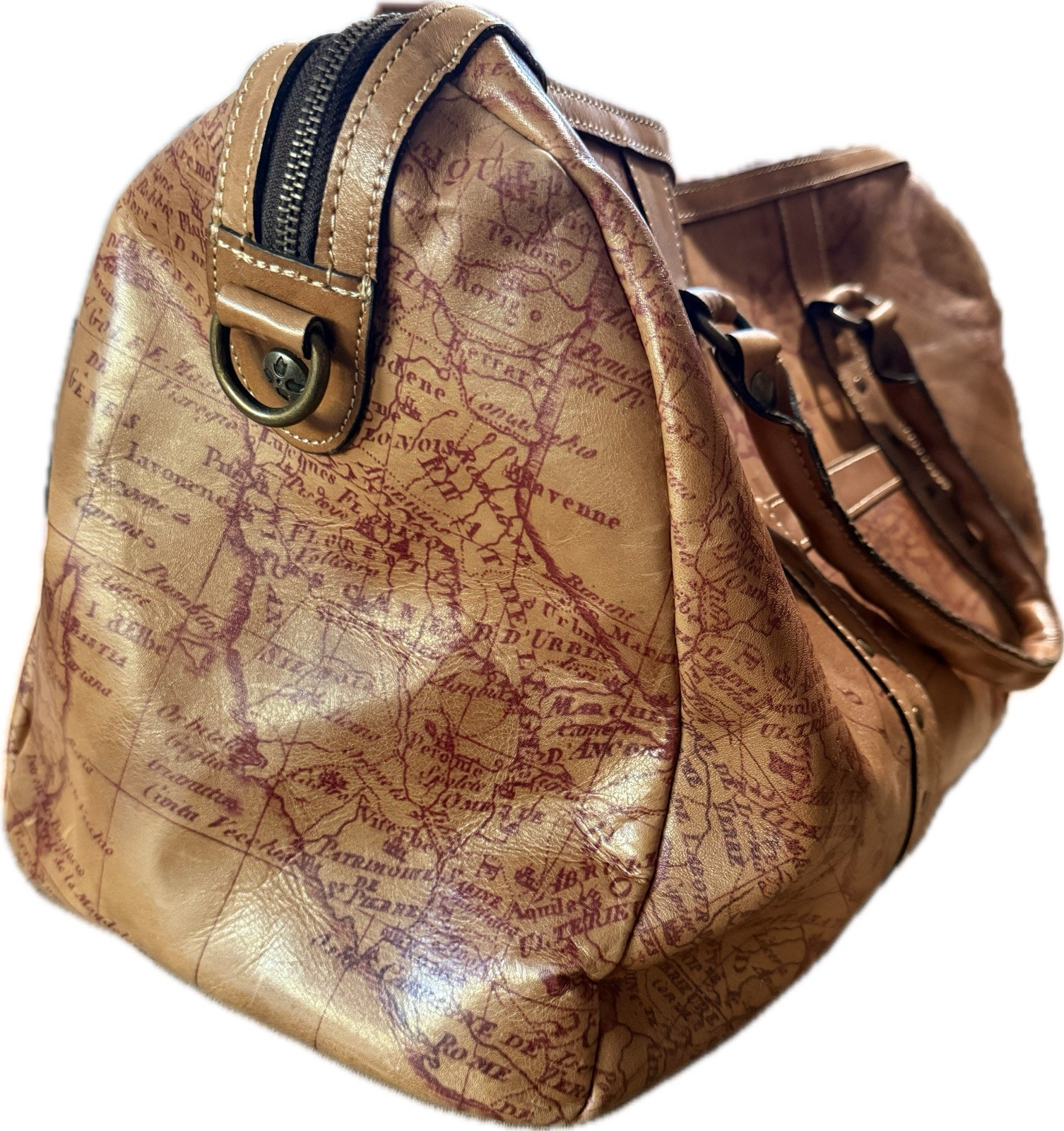 Patricia Nash Map weekender/Duffle All leather! - image 4