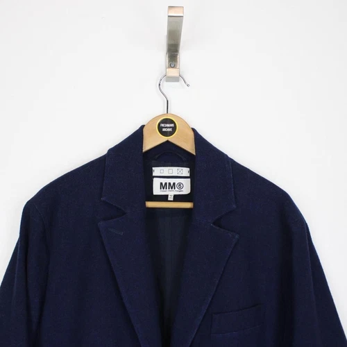 Cappotto lungo Maison Margiela MM6 2013 blu navy cotone lana