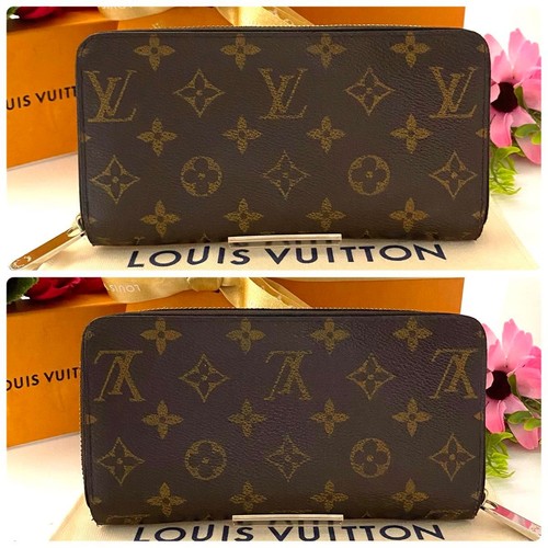 Louis Vuitton Monogram Zippy Wallet Long Round Zipper Brown