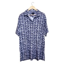 Chase 54 Mens XL Blue White Abstract Zebra Print Performance Golf Polo Shirt