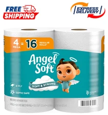 Angel Soft Toilet Paper, 4 Mega Rolls = 16 Regular Rolls, Soft and Strong Toilet