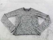 Lululemon Shirt Womens Small Gray Animal Print Long Sleeve Running Top
