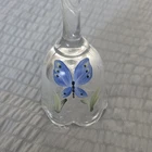 Fenton Hand Painted Glass Bell Blue Butterfly Floral Design Decorative Glossy