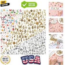 350Pcs Charm for Jewelry Making, Assorted Gold Enamel Charms, Mixed Bulk Anti...