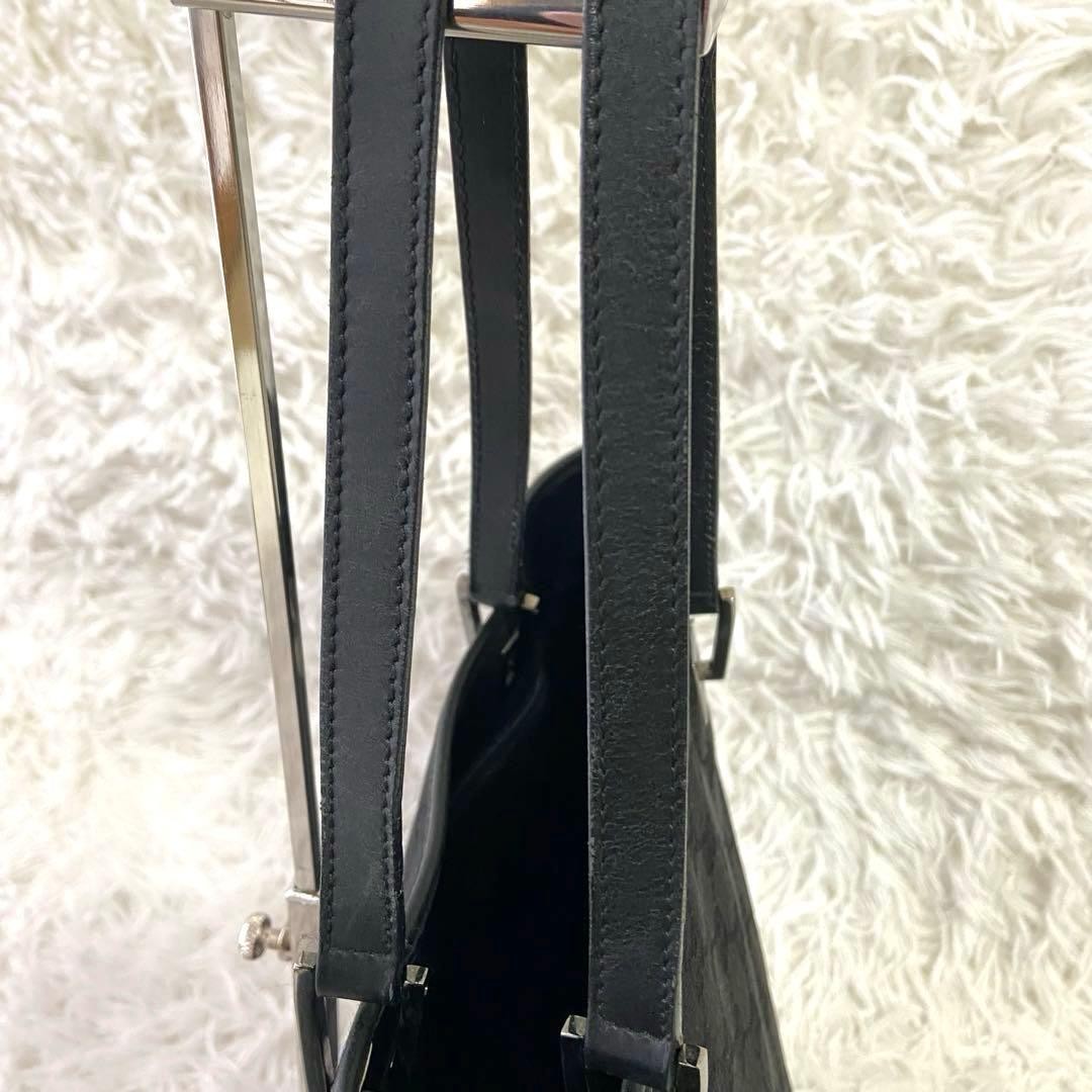 Gucci Vintage GG Canvas Bucket Bag Unisex Black Large Capacity Leather thumbnail 8