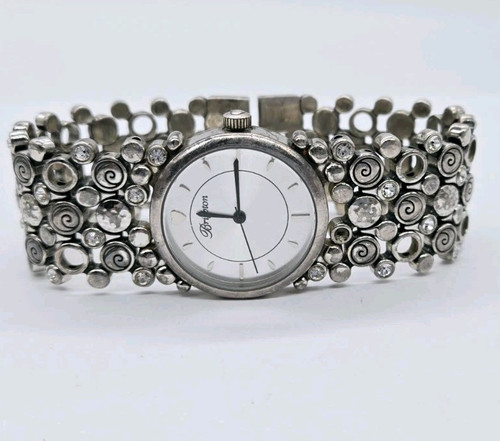Brighton JOLIET Watch Silver Tone Crystal Accent Silver Linked Circles