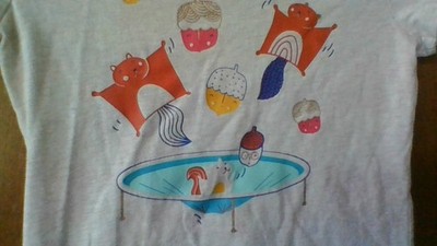 Cat & Jack Size 6/6X Squirrels Jumping on Trampoline T-Shirt Short Slv Glitter