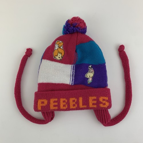 Vintage Pebbles Flintstones Knit Beanie Hat Toddler 1-3Yrs Hanna-Barbera Retro