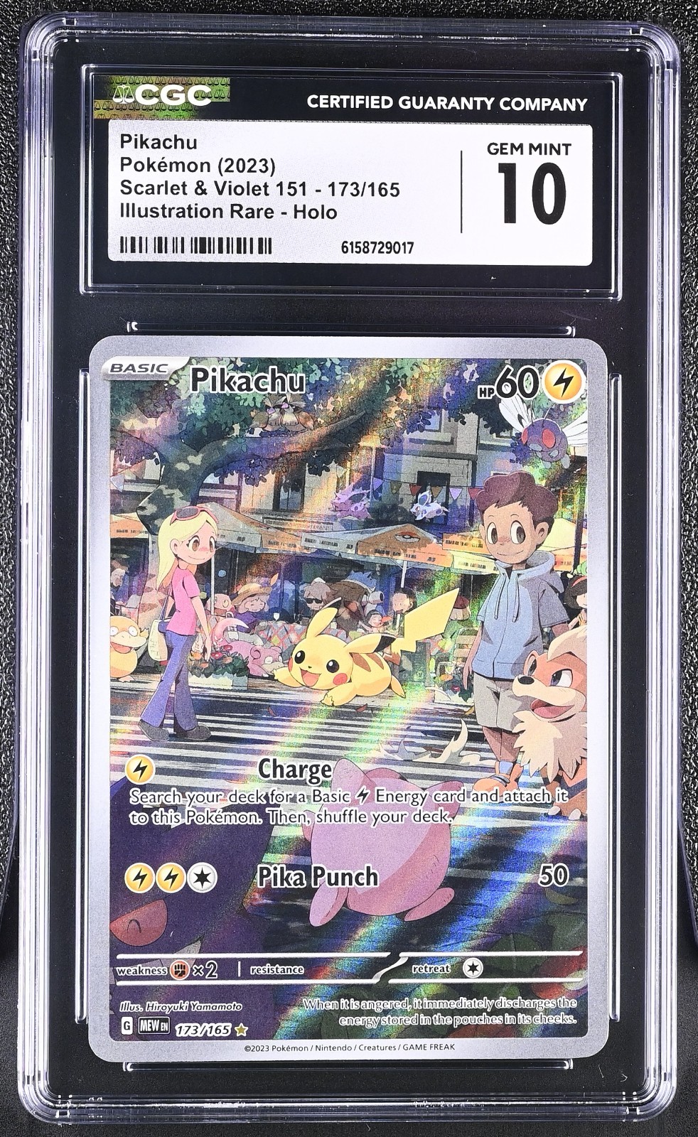 Pokemon Pikachu 173/165 Illustration Rare Scarlet Violet 151 - CGC 10