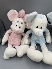 Disney Store Minnie Mickey Plush Set Pink Blue Gingham Outfit 16  