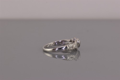 Sterling Silver Pinched Diamond Accented Heart Band Ring 925 Sz: 7 - Picture 3 of 8