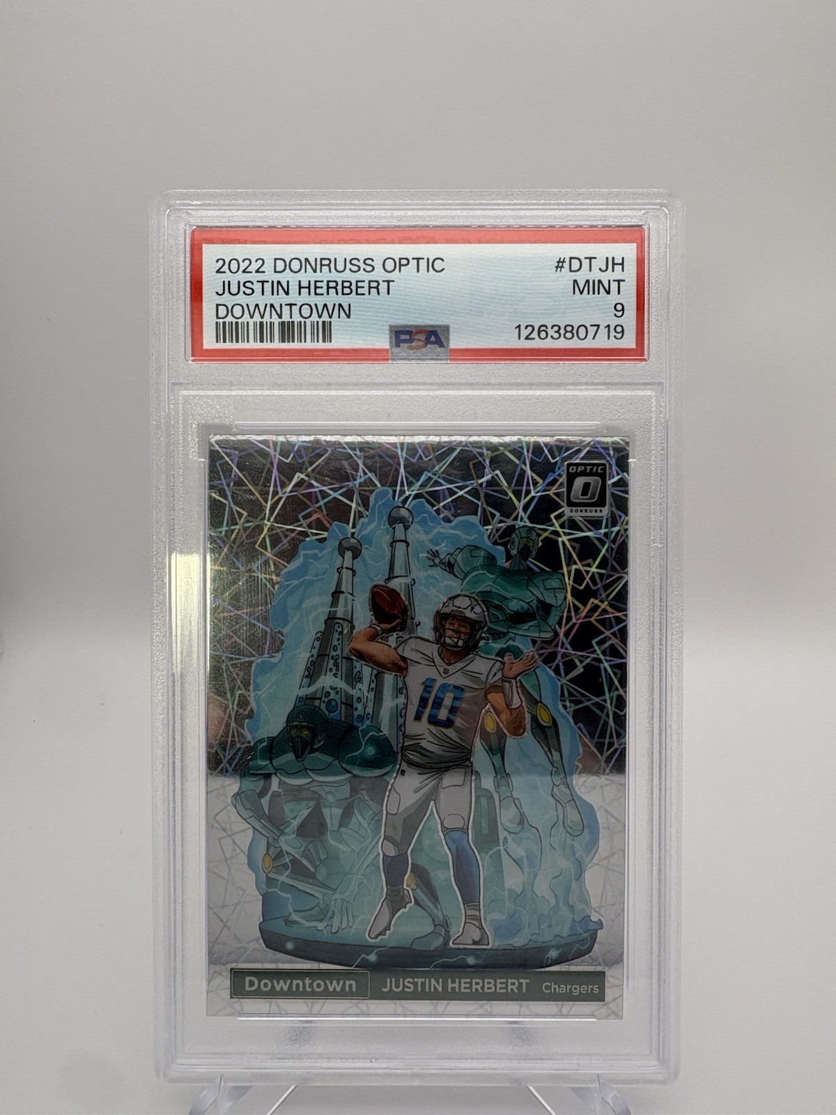 2022 Panini Donruss Optic Downtown! Justin Herbert #DT-JH PSA 9