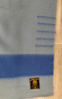 Early's Witney 5 Point Blanket Blue 100% Wool 98" x 85" England Vintage
