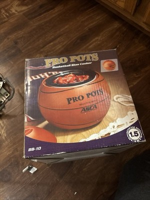 Open Box Pro Pots Basketball Crock Pot Slow Cooker BB10 1.5 Qt Lid Rack No Paper