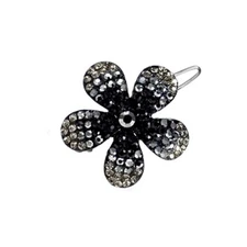 Hand Made Hair Jewelry Ombre swarovski crystal Flower Barrette, Black Rhinestone