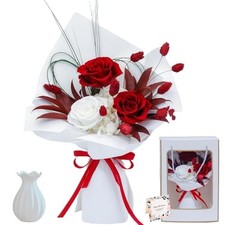 Preserved Flowers Bouquet, Long Lasting Real Roses, Valentine, Pure Passion